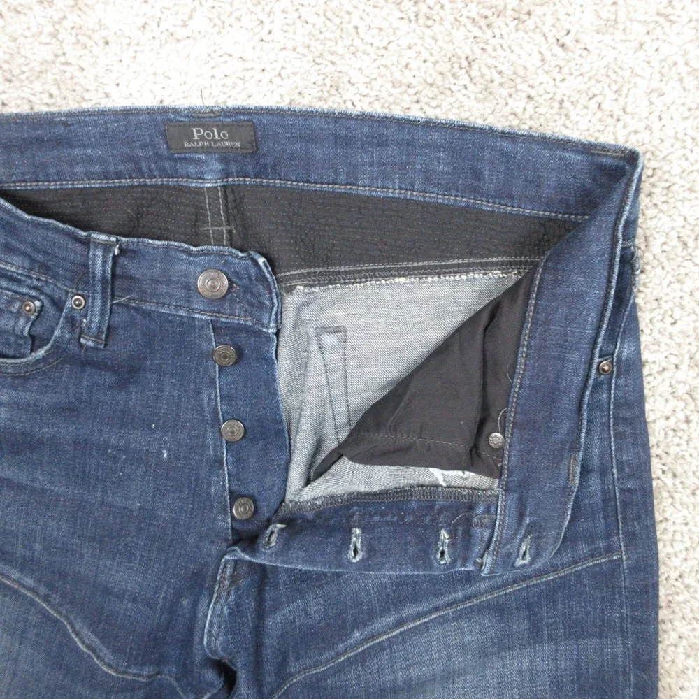 Polo Ralph Lauren Jeans Mens 34x30 Blue Sullivan Slim Moto Biker Fade Denim Pant